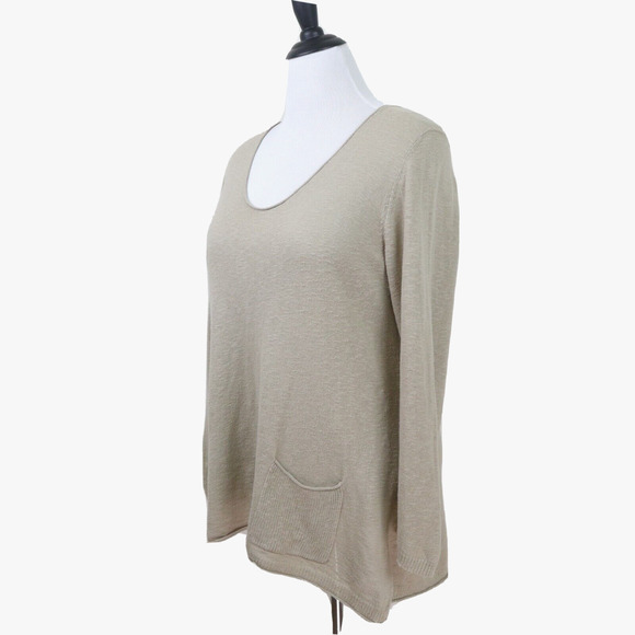 Pure J Jill Size Petite L Cotton Linen Slub Knit Pullover Sweater Beige - Picture 1 of 9